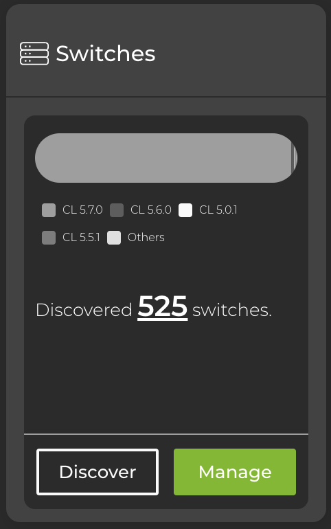 switches card displaying 525 discovered switches