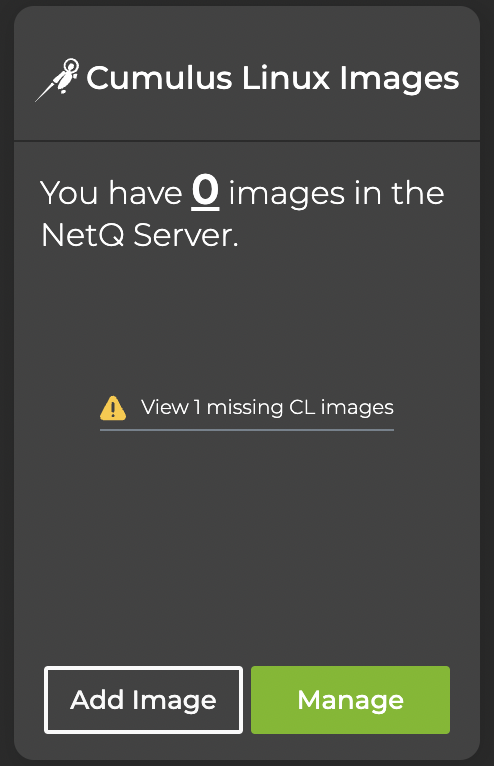 cumulus linux images card with link to view missing images